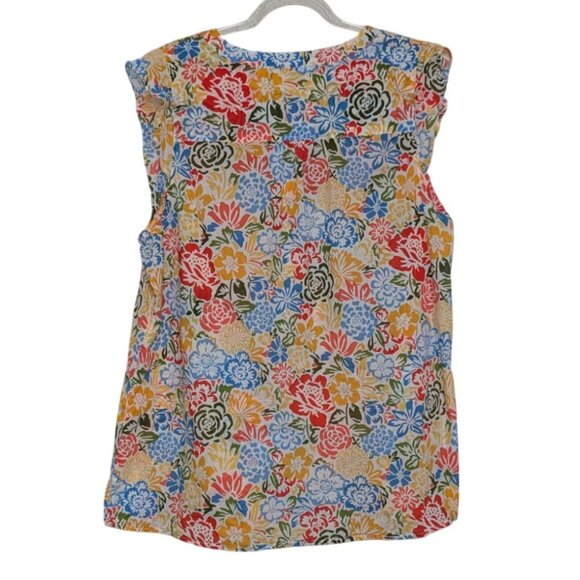 Talbots Blossom Garden Shell Shirt Womens Size XL Colorful Floral Flutter Sleeve - Picture 5 of 8